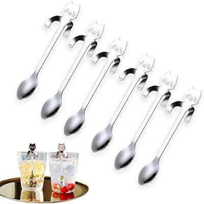 OEM 304 Roestvrijstalen Katvormige Koffielepel, Kop Servies Dessert Theelepel, Melk, Drank, Suikerdessert, Kruiden, Taverne Lepel (6 Stuks) - Publicité OEM 304 Roestvrijstalen Katvormige Koffielepel, Kop Servies Dessert Theelepel, Melk, Drank, Suikerdessert, Kruiden, Taverne Lepel (6 Stuks) - Publicité