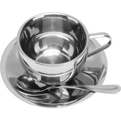 MCKENSA Ensemble Tasse À Café Isotherme 180 Ml En Acier Inoxydable 304 À Double Paroi Avec Soucoupe Et Cuillère. Publicité MCKENSA Ensemble Tasse À Café Isotherme 180 Ml En Acier Inoxydable 304 À Double Paroi Avec Soucoupe Et Cuillère. Publicité
