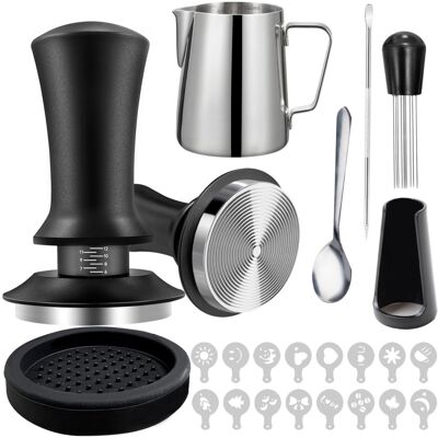 OEM Pichet À Lait Gradué En Acier Inoxydable 304 Et Tasseur À Pression Réglable Avec Graduation, Ensemble D'Outils Pour Le Tassage Et La Distribution Du Lait Pour L'Art Du Latte Espresso - Publicité OEM Pichet À Lait Gradué En Acier Inoxydable 304 Et Tasseur À Pression Réglable Avec Graduation, Ensemble D'Outils Pour Le Tassage Et La Distribution Du Lait Pour L'Art Du Latte Espresso - Publicité