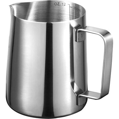 TIGREZY Pichet À Lait En Acier Inoxydable 304 De 350 Ml Avec Graduations, Idéal Pour La Préparation D'Espresso, De Cappuccino, De Latte Art, De Mousseur À Lait Et Pour La Formation De Barista. Publicité TIGREZY Pichet À Lait En Acier Inoxydable 304 De 350 Ml Avec Graduations, Idéal Pour La Préparation D'Espresso, De Cappuccino, De Latte Art, De Mousseur À Lait Et Pour La Formation De Barista. Publicité