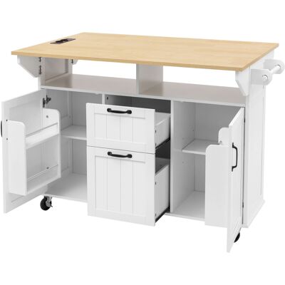 CAPSKA Gagaîlot De Cuisine Mobile Blanc Avec Table Extensible - Publicité CAPSKA Gagaîlot De Cuisine Mobile Blanc Avec Table Extensible - Publicité