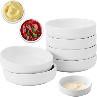 GRASSLIN 6 Pièces Bol, Céramique, 9x9x2,4 Cm, Blanc, Pour Sauce, Dessert, Snack - Publicité GRASSLIN 6 Pièces Bol, Céramique, 9x9x2,4 Cm, Blanc, Pour Sauce, Dessert, Snack - Publicité