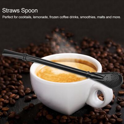 MCKENSA Cuillère À Paille En Métal Inoxydable, Réutilisable Et Lavable, Noire - Publicité MCKENSA Cuillère À Paille En Métal Inoxydable, Réutilisable Et Lavable, Noire - Publicité