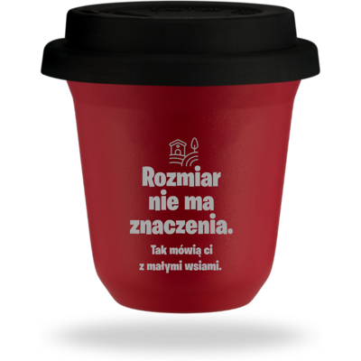 OEM Mug Rouge De 240 Ml « La Taille N'A Pas D'Importance » Avec Couvercle Noir - Publicité OEM Mug Rouge De 240 Ml « La Taille N'A Pas D'Importance » Avec Couvercle Noir - Publicité