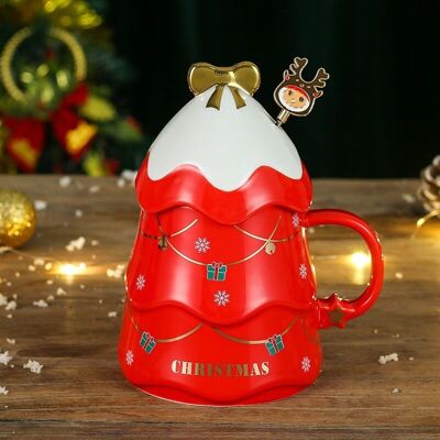 XISRENS Tasse À Café De Noël Avec Couvercle, Jolies Tasses De Noël En Céramique Pour Parents, Enfants, Chéris Et Amis, Rouge - Publicité XISRENS Tasse À Café De Noël Avec Couvercle, Jolies Tasses De Noël En Céramique Pour Parents, Enfants, Chéris Et Amis, Rouge - Publicité