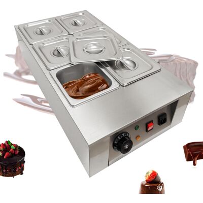 SANBOUSI Fondue À Chocolat 6 Bacs – 1000w, Inox 304/201, Thermostat 30-80°c – Pour Chocolat, Beurre, Lait – Café, Restaurant, Pâtisserie - Publicité SANBOUSI Fondue À Chocolat 6 Bacs – 1000w, Inox 304/201, Thermostat 30-80°c – Pour Chocolat, Beurre, Lait – Café, Restaurant, Pâtisserie - Publicité