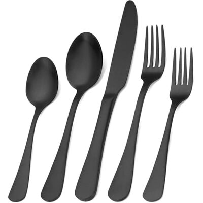 LUMIERE Ensemble De Couverts Noir Mat, 30 Pièces En Acier Inoxydable, Ensemble De Cuisine Pour 6 Personnes, Service De Tablemax - Publicité LUMIERE Ensemble De Couverts Noir Mat, 30 Pièces En Acier Inoxydable, Ensemble De Cuisine Pour 6 Personnes, Service De Tablemax - Publicité