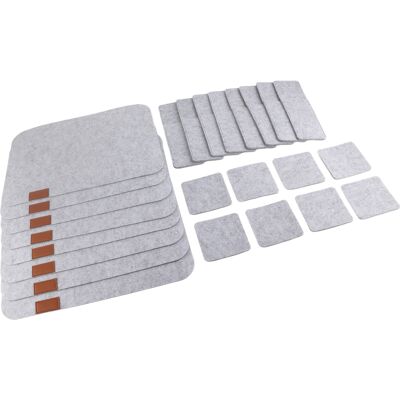 HEAT Set De Napperons, Dessous De Tasses, Feutrine Isolante Avec Sac À Fourchettes, Tapis De Table Pour La Cuisine, Gris Clair - Publicité HEAT Set De Napperons, Dessous De Tasses, Feutrine Isolante Avec Sac À Fourchettes, Tapis De Table Pour La Cuisine, Gris Clair - Publicité