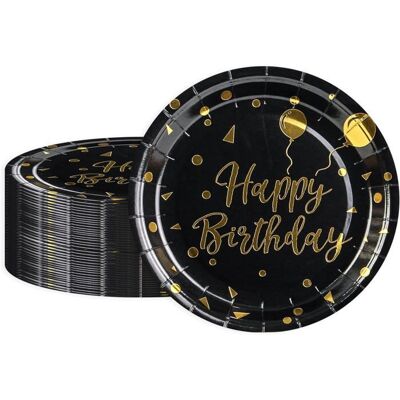 OEM 60 Assiettes Jetables En Papier, 18 Cm Noir Doré, Vaisselle Festive Écologique Pour Anniversaires, Noël Et Pique-niques - Publicité OEM 60 Assiettes Jetables En Papier, 18 Cm Noir Doré, Vaisselle Festive Écologique Pour Anniversaires, Noël Et Pique-niques - Publicité