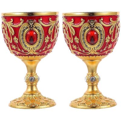 LISATR Lot De 2 Verres À Liqueur Vintage En Alliage, Décorés En Relief, Pour Vin, Alcool, Cocktail Ou Whisky. Petits Verres À Liqueur.-7.00x4.30x4.30cm-red - Publicité LISATR Lot De 2 Verres À Liqueur Vintage En Alliage, Décorés En Relief, Pour Vin, Alcool, Cocktail Ou Whisky. Petits Verres À Liqueur.-7.00x4.30x4.30cm-red - Publicité