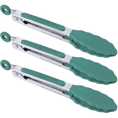 YUDO Pinces De Cuisine - Mini Pinces De Service En Silicone De 18 Cm - Lot De 3-teal Blue - Publicité YUDO Pinces De Cuisine - Mini Pinces De Service En Silicone De 18 Cm - Lot De 3-teal Blue - Publicité