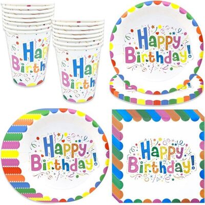 OEM 16 Pièces Vaisselle Jetable Anniversaire, Assiettes 17,8 Cm + Gobelets 266 Ml + Serviettes 16x15 Cm, Motif Pois Géométrique Multicolore, Fête Enfants Et Adultes - Publicité OEM 16 Pièces Vaisselle Jetable Anniversaire, Assiettes 17,8 Cm + Gobelets 266 Ml + Serviettes 16x15 Cm, Motif Pois Géométrique Multicolore, Fête Enfants Et Adultes - Publicité