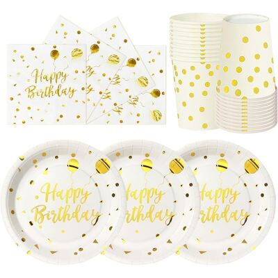 GRASSLIN 72 Pièces Vaisselle En Papier, Assiettes 18 Cm, Gobelets 266 Ml, Serviettes 16,5 Cm, Pour Anniversaire Enfants - Publicité GRASSLIN 72 Pièces Vaisselle En Papier, Assiettes 18 Cm, Gobelets 266 Ml, Serviettes 16,5 Cm, Pour Anniversaire Enfants - Publicité