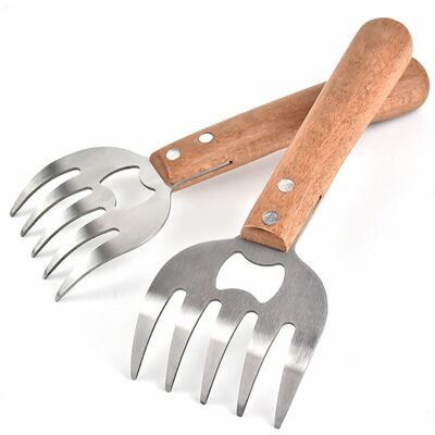 DELKEVIC 1 Paire De Fourchettes À Viande En Acier Inoxydable Pour Déchiqueter Le Porc/poulet/viande/dinde Gadgets De Cuisine Pour Griller/griller/couper La Viande (couleur Bois) - Publicité DELKEVIC 1 Paire De Fourchettes À Viande En Acier Inoxydable Pour Déchiqueter Le Porc/poulet/viande/dinde Gadgets De Cuisine Pour Griller/griller/couper La Viande (couleur Bois) - Publicité