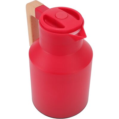 MCKENSA Carafe À Café 1l Grande Capacité, Portable, Style Européen, Poignée En Bois De Hêtre, Isolation Thermique 12h, Rouge - Publicité MCKENSA Carafe À Café 1l Grande Capacité, Portable, Style Européen, Poignée En Bois De Hêtre, Isolation Thermique 12h, Rouge - Publicité