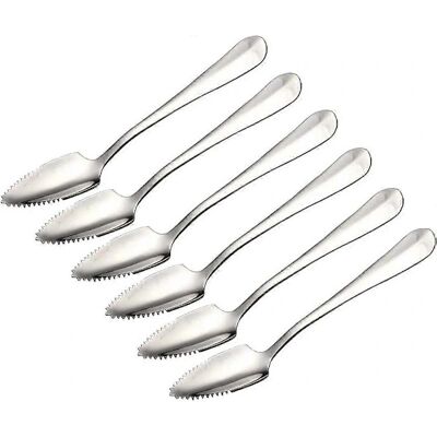 LUMIERE Cuillères À Pamplemousse En Acier Inoxydable, Lot De 6 Avec Picots - Publicité LUMIERE Cuillères À Pamplemousse En Acier Inoxydable, Lot De 6 Avec Picots - Publicité
