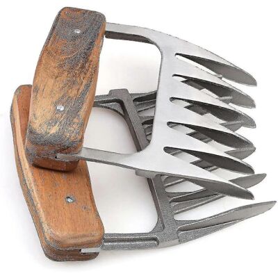 LISATR Fourchettes À Viande En Acier Inoxydable 18/8 Avec Manche En Bois, Griffes Idéales Pour Effilocher Et Tirer La Viande. Publicité LISATR Fourchettes À Viande En Acier Inoxydable 18/8 Avec Manche En Bois, Griffes Idéales Pour Effilocher Et Tirer La Viande. Publicité