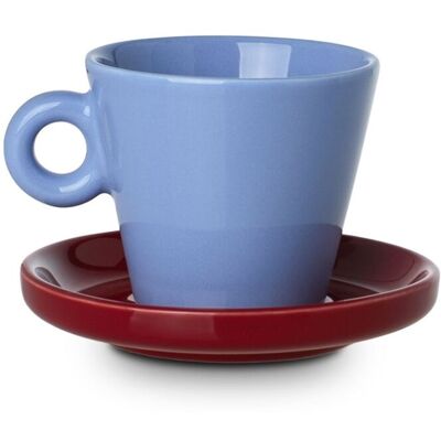 OEM Tasse À Expresso Bleue Echo 100 Ml Avec Soucoupe Rouge - Publicité OEM Tasse À Expresso Bleue Echo 100 Ml Avec Soucoupe Rouge - Publicité