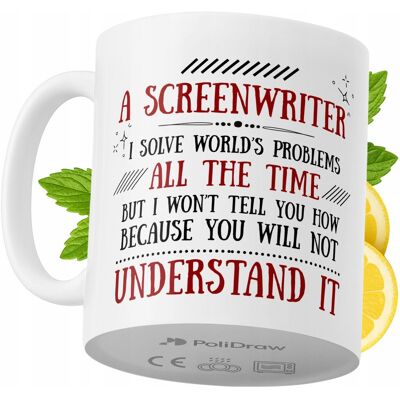 OEM Mug Humoristique Pour Scénariste, Avec Texte Amusant Et Design Graphique. Idéal Pour Les Anniversaires, Les Fêtes Et Les Occasions Spéciales. Mug Premium Pour La Maison, Le Bureau Et Le Travail. Blanc - Publicité OEM Mug Humoristique Pour Scénariste, Avec Texte Amusant Et Design Graphique. Idéal Pour Les Anniversaires, Les Fêtes Et Les Occasions Spéciales. Mug Premium Pour La Maison, Le Bureau Et Le Travail. Blanc - Publicité