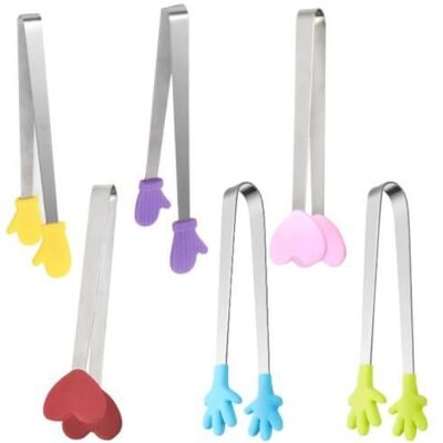 OEM 6 Pièces Pinces Silicone Sucre, Pinces Alimentaires Multifonctions En Acier Inoxydable Et Silicone Platine, Pour Bonbons Et Pâtisserie - Publicité OEM 6 Pièces Pinces Silicone Sucre, Pinces Alimentaires Multifonctions En Acier Inoxydable Et Silicone Platine, Pour Bonbons Et Pâtisserie - Publicité