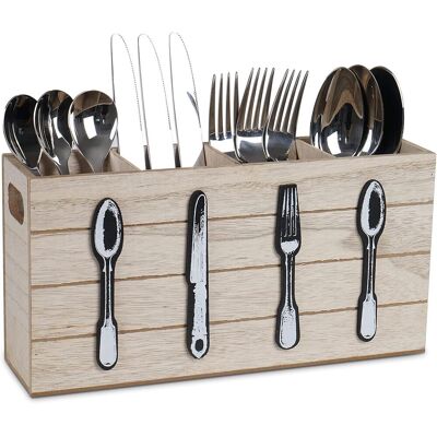 GRASSLIN 1 Range-couverts,4 Compartiments,bois Rustique,organiseur Couteaux Fourchettes,salle À Manger Restaurant - Publicité GRASSLIN 1 Range-couverts,4 Compartiments,bois Rustique,organiseur Couteaux Fourchettes,salle À Manger Restaurant - Publicité
