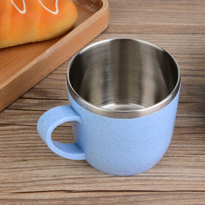 MCKENSA Gobelet Isotherme En Acier Inoxydable Avec Paille De Blé, Pour Eau, Café, Jus, Lait (bleu) - Publicité MCKENSA Gobelet Isotherme En Acier Inoxydable Avec Paille De Blé, Pour Eau, Café, Jus, Lait (bleu) - Publicité