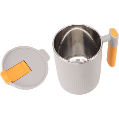 MCKENSA Mug Isotherme En Acier Inoxydable 450 Ml Avec Couvercle Et Poignée, Gris Clair, Idéal Pour Le Bureau, L'École Et La Maison. Publicité MCKENSA Mug Isotherme En Acier Inoxydable 450 Ml Avec Couvercle Et Poignée, Gris Clair, Idéal Pour Le Bureau, L'École Et La Maison. Publicité