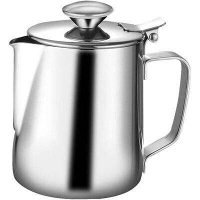 FANGMEDIA Pot À Lait Moussant Tasse À Café En Acier Inoxydable De Grande Capacôté Avec Un Couvercle-350ml-fei Yu - Publicité FANGMEDIA Pot À Lait Moussant Tasse À Café En Acier Inoxydable De Grande Capacôté Avec Un Couvercle-350ml-fei Yu - Publicité