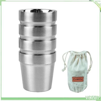 OEM Gobelets De Pique-nique - Fafeicy - Set 4 - Acier Inoxydable 180 Ml - Portable Avec Sac - Argent - Publicité OEM Gobelets De Pique-nique - Fafeicy - Set 4 - Acier Inoxydable 180 Ml - Portable Avec Sac - Argent - Publicité