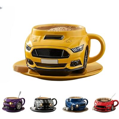 XISRENS Tasse À Café Créative En Acier Inoxydable À Double Couche En Forme De Voiture, Durable, Faite À La Main, Pour Voiture, Bureau, Eau, Sous-verres Non Inclus, Jaune - Publicité XISRENS Tasse À Café Créative En Acier Inoxydable À Double Couche En Forme De Voiture, Durable, Faite À La Main, Pour Voiture, Bureau, Eau, Sous-verres Non Inclus, Jaune - Publicité
