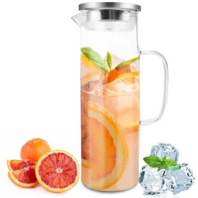 Cellfast Carafe En Verre De 1,5 Litre, Transparent Et Résistant Chaleur Bouteille Carafe Eau, Cruche En Verre Avec Couvercle Et Anse - Publicité Cellfast Carafe En Verre De 1,5 Litre, Transparent Et Résistant Chaleur Bouteille Carafe Eau, Cruche En Verre Avec Couvercle Et Anse - Publicité