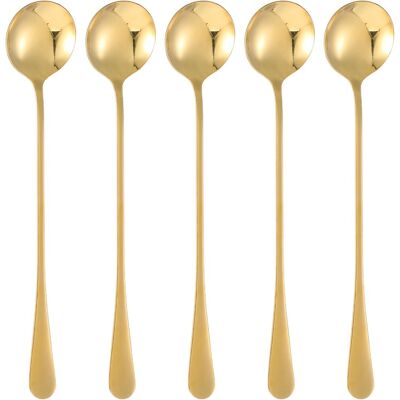 OEM Lot De 5 Cuillère,acier Inoxydable,doré,19,5 Cm,café,glace,dessert - Publicité OEM Lot De 5 Cuillère,acier Inoxydable,doré,19,5 Cm,café,glace,dessert - Publicité