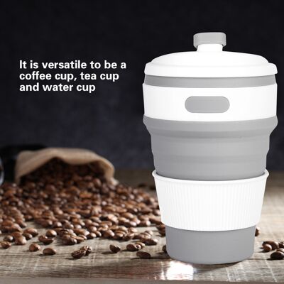 YUDO Tasse À Café Pliable En Silicone - Tasse À Thé Portable Pour Une Utilisation Intérieure Et Extérieure (gris, 500 Ml) - Publicité YUDO Tasse À Café Pliable En Silicone - Tasse À Thé Portable Pour Une Utilisation Intérieure Et Extérieure (gris, 500 Ml) - Publicité