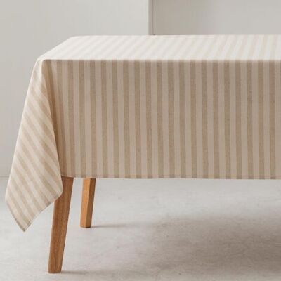 ABYSSE Nappe Rectangulaire À Rayures, Toucher Lin Imperméable, Tissu 100% Coton, Lavable Pour Usage Intérieur Et Extérieur, 140 X 200 Cm - Publicité ABYSSE Nappe Rectangulaire À Rayures, Toucher Lin Imperméable, Tissu 100% Coton, Lavable Pour Usage Intérieur Et Extérieur, 140 X 200 Cm - Publicité