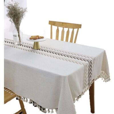 OEM Nappe Imperméable Rectangulaire Table Cloth Coton Lin 140x180 Cm Tassel Nappe Elegante Tablecloth Rectangle Pour Table De Cuisine Decoration - Publicité OEM Nappe Imperméable Rectangulaire Table Cloth Coton Lin 140x180 Cm Tassel Nappe Elegante Tablecloth Rectangle Pour Table De Cuisine Decoration - Publicité
