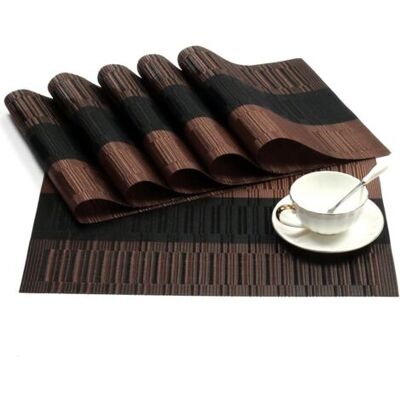 SCORPIO 6pcs Sets De Table Anti-glissant En Pvc Napperon Lavables(45x30cm) Napperons Pour Cuisine, Salon, Jardin Ou Salle À Manger (noir-brun) - Publicité SCORPIO 6pcs Sets De Table Anti-glissant En Pvc Napperon Lavables(45x30cm) Napperons Pour Cuisine, Salon, Jardin Ou Salle À Manger (noir-brun) - Publicité