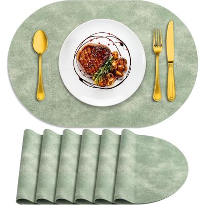 GRASSLIN Lot De 6 Sets De Table Ovales Résistants À La Chaleur, Lavables, 30,5 X 43,2 Cm, Imperméables Et Faciles À Nettoyer Pour Cuisine, Salle À Manger, Vert'vert 6pcs, 12" X 17"'vert'6pcs, 12" X 17" - Publicité GRASSLIN Lot De 6 Sets De Table Ovales Résistants À La Chaleur, Lavables, 30,5 X 43,2 Cm, Imperméables Et Faciles À Nettoyer Pour Cuisine, Salle À Manger, Vert'vert 6pcs, 12" X 17"'vert'6pcs, 12" X 17" - Publicité