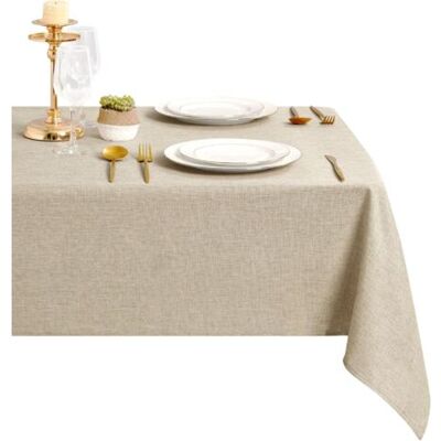 ABYSSE Nappe Aspect Lin Beige Lavable Et Imperméable, Idéale Pour Salle À Manger, Jardin, Fête, Mariage Ou Maison, 140 X 180 Cm - Publicité ABYSSE Nappe Aspect Lin Beige Lavable Et Imperméable, Idéale Pour Salle À Manger, Jardin, Fête, Mariage Ou Maison, 140 X 180 Cm - Publicité