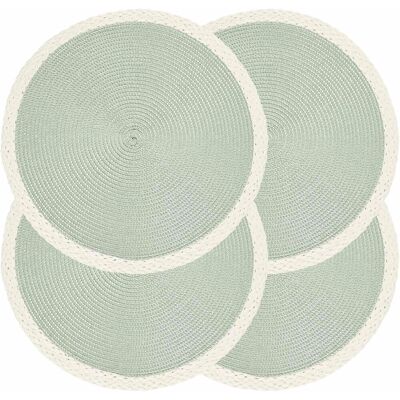 GRASSLIN Lot De 4 Sets De Table Ronds Tressés, 38,1 Cm, Sets De Table Tissés, Antidérapants Et Lavables Pour Décor De Table De Cuisine/salle À Manger (vert Menthe, 4)'03 Vert Clair 4 Pcs'03 Vert Clair'4 Pcs - Publicité GRASSLIN Lot De 4 Sets De Table Ronds Tressés, 38,1 Cm, Sets De Table Tissés, Antidérapants Et Lavables Pour Décor De Table De Cuisine/salle À Manger (vert Menthe, 4)'03 Vert Clair 4 Pcs'03 Vert Clair'4 Pcs - Publicité