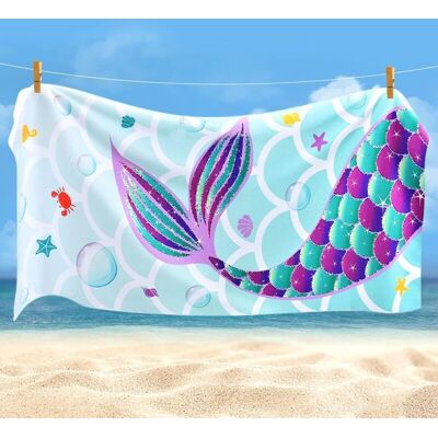 OEM Serviette De Plage Mermaid, 70 X 150 Cm Couverture De Plage En Microfibre, Serviette De Bain À Séchage Rapide Pour Les Enfants, Serviette De Sauna Portable Légère Et Fine Pour Les Filles - Publicité OEM Serviette De Plage Mermaid, 70 X 150 Cm Couverture De Plage En Microfibre, Serviette De Bain À Séchage Rapide Pour Les Enfants, Serviette De Sauna Portable Légère Et Fine Pour Les Filles - Publicité