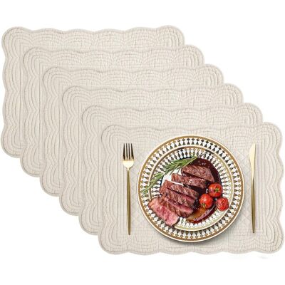 GRASSLIN Lot De 6 Sets De Table Matelassés, 100% Coton, Style Ferme, Réversible, Rectangulaire Avec Bords Festonnés, Pour Cuisine, Dîner, Fête, Vacances, Lavables En Machine, 33 X 45,7 Cm'naturel 1'Naturel'- - Publicité GRASSLIN Lot De 6 Sets De Table Matelassés, 100% Coton, Style Ferme, Réversible, Rectangulaire Avec Bords Festonnés, Pour Cuisine, Dîner, Fête, Vacances, Lavables En Machine, 33 X 45,7 Cm'naturel 1'Naturel'- - Publicité