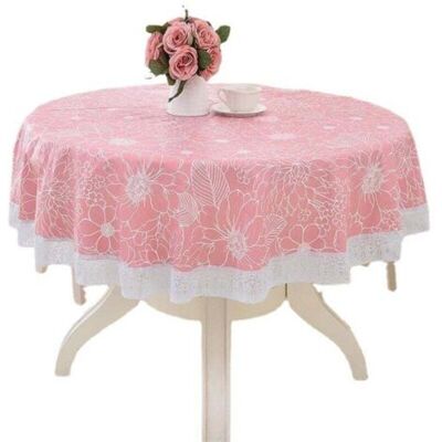 ABYSSE Nappe Ronde Pvc Anti Taches, Facile D'Entretien Motif De Elégant Pour Salle À Manger Party Jardin Picnic (rose,137cm) - Publicité ABYSSE Nappe Ronde Pvc Anti Taches, Facile D'Entretien Motif De Elégant Pour Salle À Manger Party Jardin Picnic (rose,137cm) - Publicité