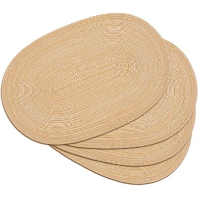 GRASSLIN Lot De 4 Sets De Table Ovales Tressés, Antidérapants, Lavables, Résistants À La Chaleur, Pour Salle À Manger, Cuisine, Fête, Décoration Quotidienne (15 Marron Café, 4)'15 Marron Café Lot De 4'15 Marro - Publicité GRASSLIN Lot De 4 Sets De Table Ovales Tressés, Antidérapants, Lavables, Résistants À La Chaleur, Pour Salle À Manger, Cuisine, Fête, Décoration Quotidienne (15 Marron Café, 4)'15 Marron Café Lot De 4'15 Marro - Publicité