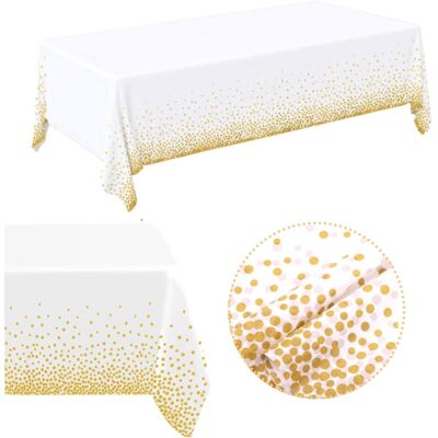 Generic 2pc Nappe Jetable Anniversaire Plastique 274x137cm Rectangle Pour Fête Buffet - Etanche (à Pois Doré) - Publicité Generic 2pc Nappe Jetable Anniversaire Plastique 274x137cm Rectangle Pour Fête Buffet - Etanche (à Pois Doré) - Publicité