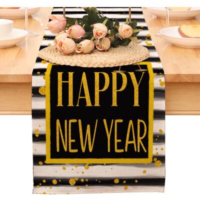 OEM Chemin De Table « Bonne Année », Nappe Noire Et Or À Pois Et Étoiles, Décoration Pour La Maison Et La Cuisine, Ambiance Champêtre, Linge De Table En Toile De Jute Pour Les Fêtes D'Hiver 2026 - Publicité OEM Chemin De Table « Bonne Année », Nappe Noire Et Or À Pois Et Étoiles, Décoration Pour La Maison Et La Cuisine, Ambiance Champêtre, Linge De Table En Toile De Jute Pour Les Fêtes D'Hiver 2026 - Publicité