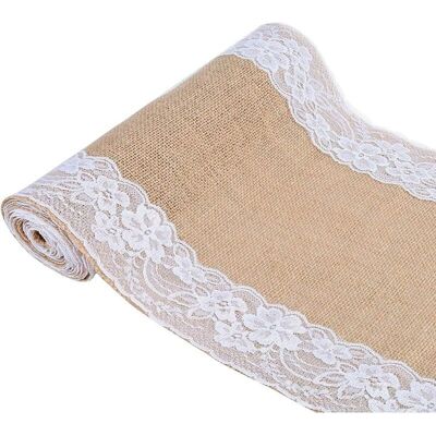 MOXIE Chemin De Table Toile De Jute Et Dentelle Pour Mariage Festival Fête Décorations 30 X 275cm - Publicité MOXIE Chemin De Table Toile De Jute Et Dentelle Pour Mariage Festival Fête Décorations 30 X 275cm - Publicité