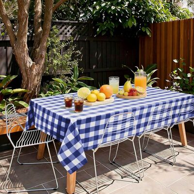 GRASSLIN 1 Nappe Vichy, Imperméable Polyester, Résistante Taches, 130x220cm, Bleu Blanc, Pour Jardin Fête Maison - Publicité GRASSLIN 1 Nappe Vichy, Imperméable Polyester, Résistante Taches, 130x220cm, Bleu Blanc, Pour Jardin Fête Maison - Publicité