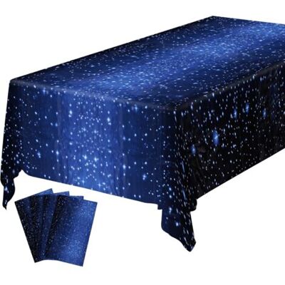 ABYSSE Nappes De Fête, 4 Pièces, Jetables, Imperméables, En Plastique, Rectangulaires, Motif Ciel Étoilé, Pour Pique-nique, Halloween, Noël, Mariage, Anniversaire, 137 X 274 Cm - Publicité ABYSSE Nappes De Fête, 4 Pièces, Jetables, Imperméables, En Plastique, Rectangulaires, Motif Ciel Étoilé, Pour Pique-nique, Halloween, Noël, Mariage, Anniversaire, 137 X 274 Cm - Publicité