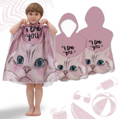OEM Serviette De Plage Cape Enfant « Je T’aime » Chaton 60 X 60 Cm Pel02wz2 - Publicité OEM Serviette De Plage Cape Enfant « Je T’aime » Chaton 60 X 60 Cm Pel02wz2 - Publicité