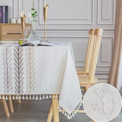 OEM Table Cloth Nappe Rectangulaire Imperméable Lin Coton Tablecloth Rectangle 140x240 Cm Tassel Nappe Elegante Pour Table De Cuisine Decoration - Publicité OEM Table Cloth Nappe Rectangulaire Imperméable Lin Coton Tablecloth Rectangle 140x240 Cm Tassel Nappe Elegante Pour Table De Cuisine Decoration - Publicité